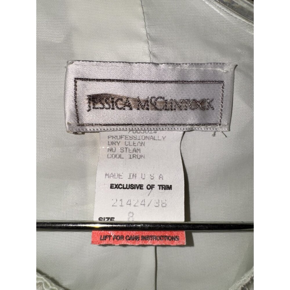 Jessica McClintock White Satin Brocade Womens Jacket With Embroidered Lace Detai - Picture 5 of 10